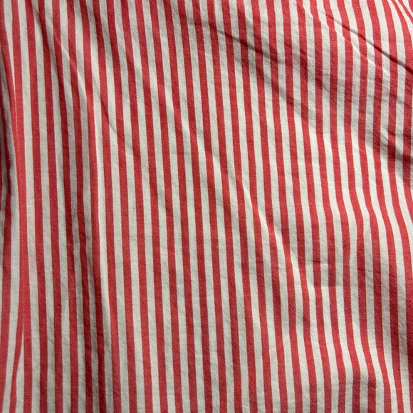 Cropped Red & White Striped Button Down Shirt - Size M - Picture 2 of 4